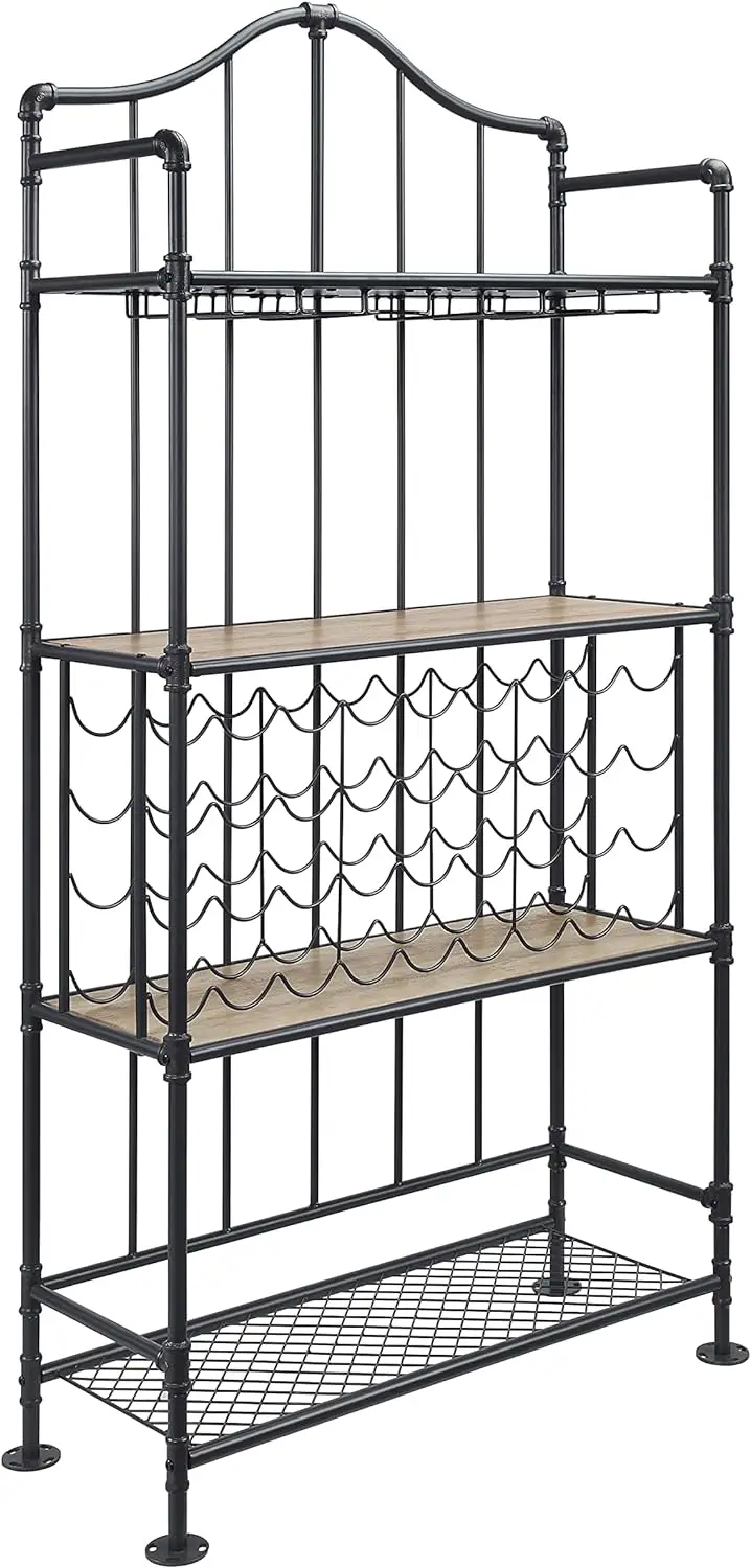 

Acme Edina 4-Tier Metal Frame Wine Shelf in Oak and Sandy Black