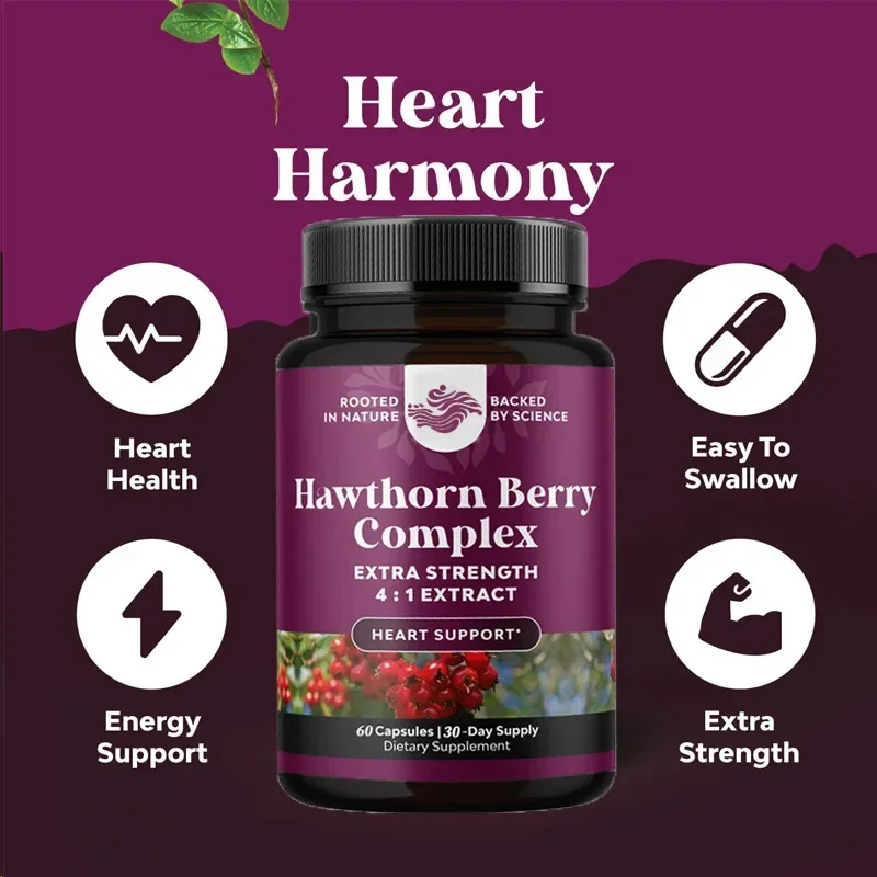 Super Hawthorn Extract Capsules 1330mg Digestive and Heart Supplement Non Gmo Plant Polyphenols Suitable for Men Andwomen