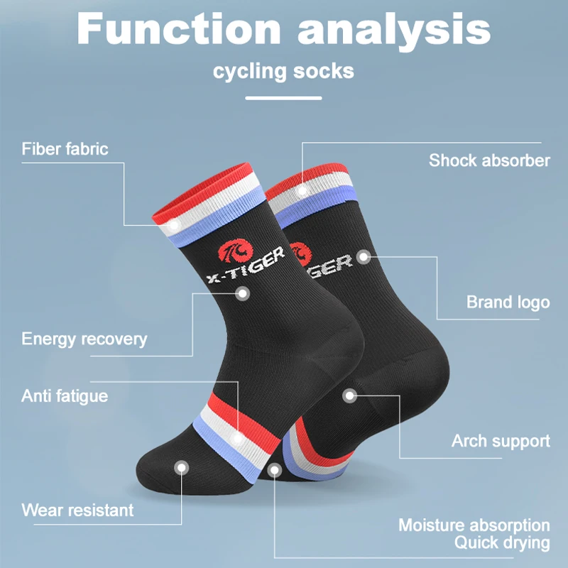 Calcetines deportivos de compresión para ciclismo profesional, medias transpirables y cómodas, a prueba de sudor, X-TIGER