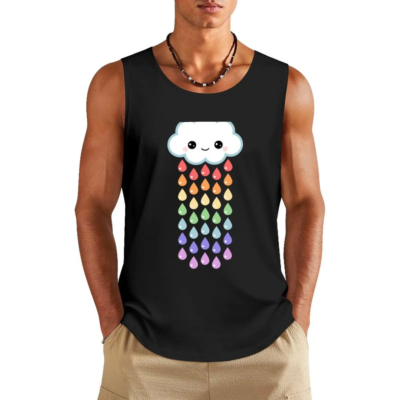 Cute Rain Cloud Tank Top Gym clothes summer Men's tops