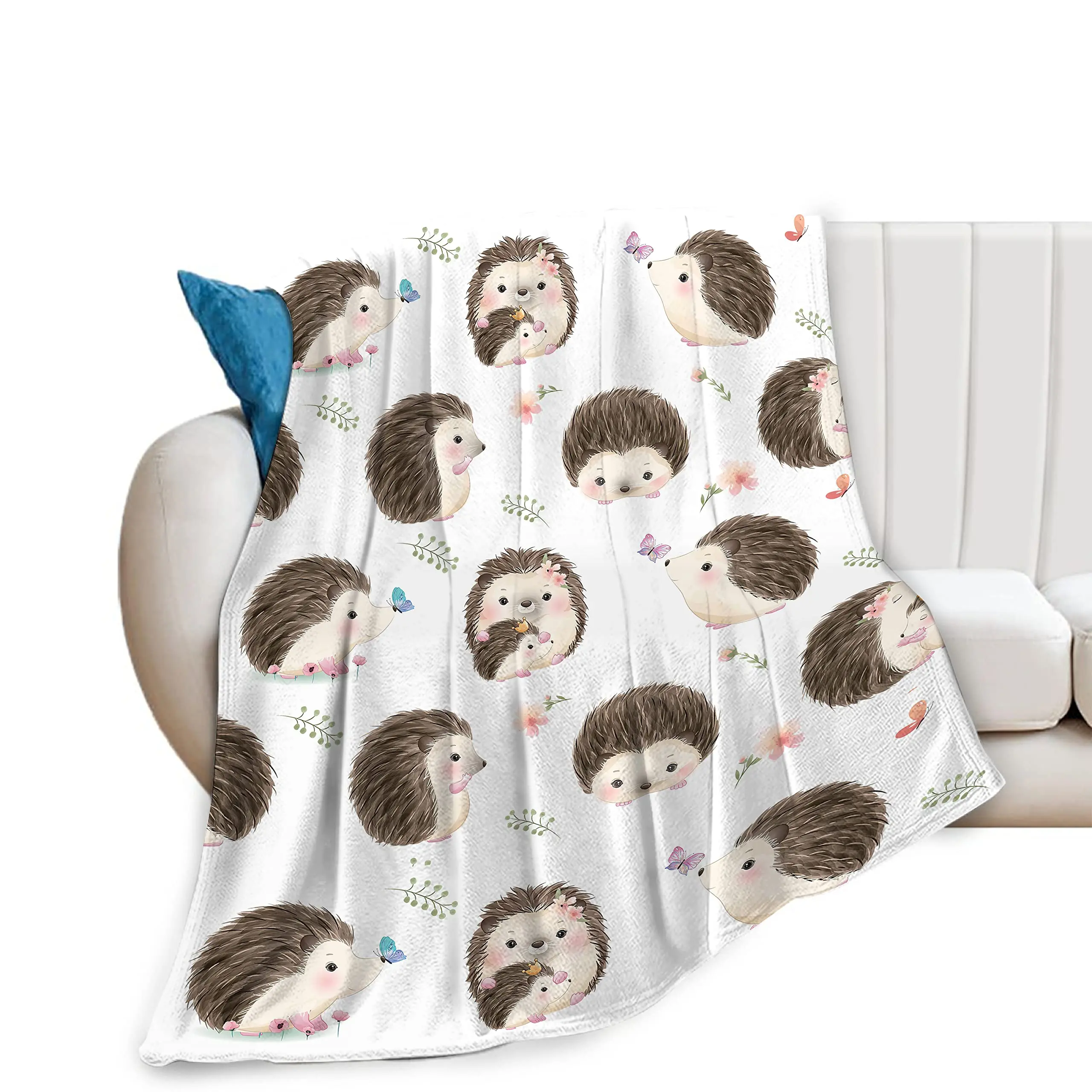 Hedgehog Blanket Gift Soft and Comfortable Flannel with Hedgehog Print Suitable for Women and Children's Birthday Decorations