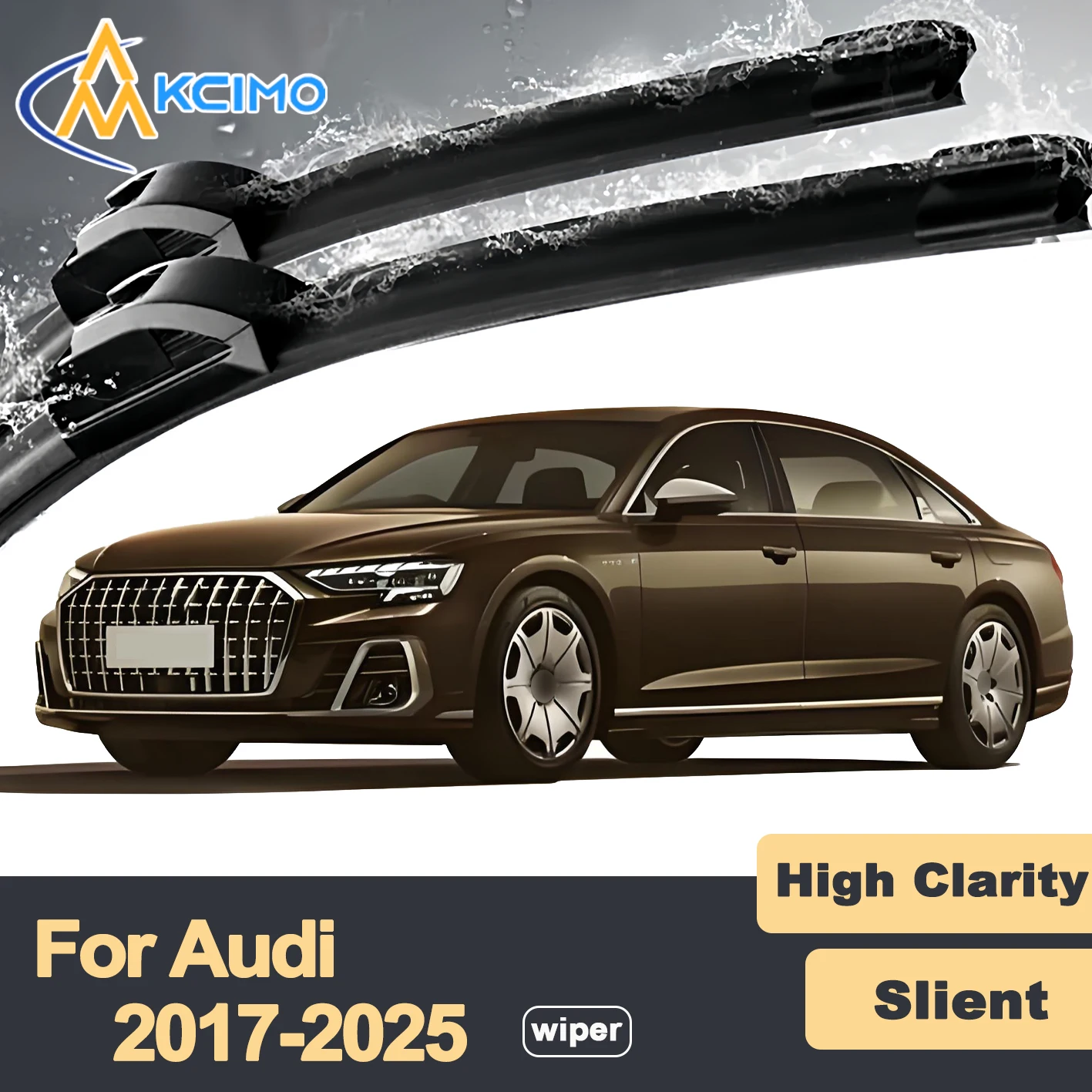

Premium Rubber Durable Silent Windshield Wiper Blades 2pcs for Audi A8 D5 4N 2017-2025 S8 Front Wiper Blades Set