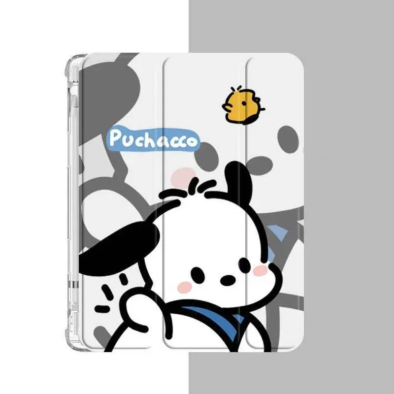 Pochacco capa para xiaomi pad 5 6 pro 12.4 polegadas capa de desenho animado redmi pad 10.6in se 11in mi padmax 14in capa tripla com slot para caneta