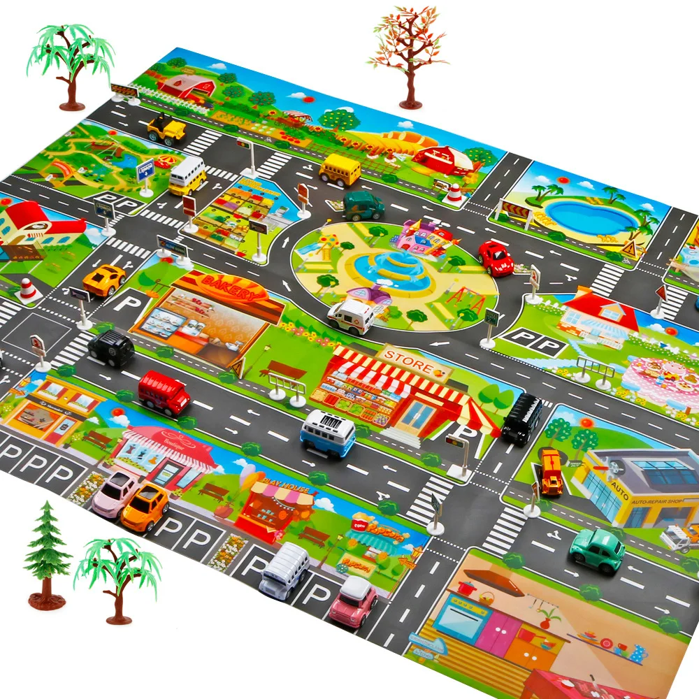 

Baby City Traffic Road Map Kids Toy Parking Lot Roadmap Traffic Signs 130*100cm Climbing Playing Mat Play Game Mat Outdoor Toy