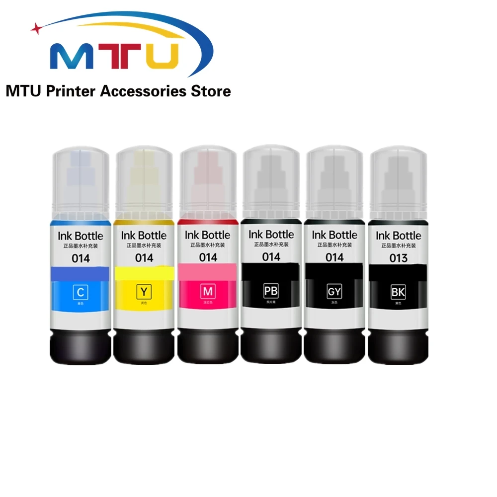 1Set 6Color 014 Dye Ink 013 Pigment Ink for Epson L8188 L8168 70ml/bottle