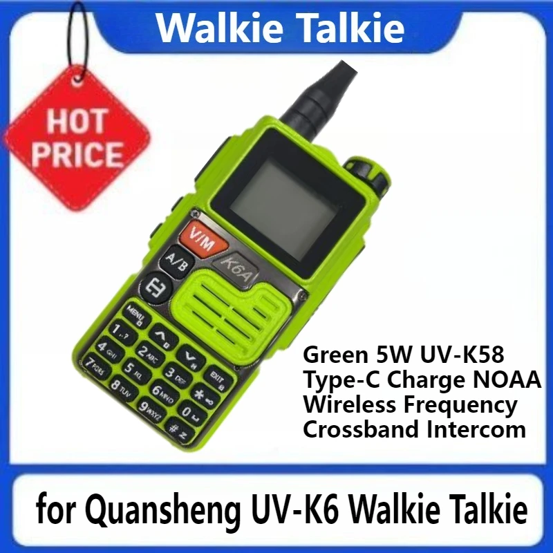 

Green 5W UV-K58 Type-C Charge NOAA Wireless Frequency Crossband Intercom for Quansheng UV-K6 Walkie Talkie UV-K5