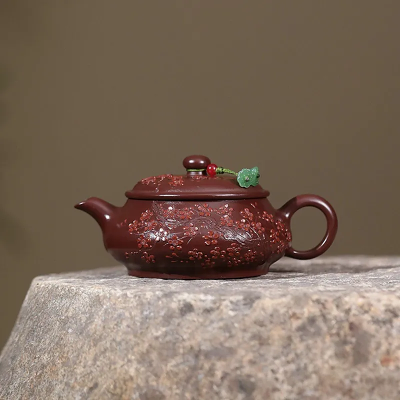 

Yixing Handmade Purple Clay Teapot Beauty Tea Infuser Kettle Hand-carved Flowers Tea Pot Chinese Raw Ore Zisha Tea Set 200ml