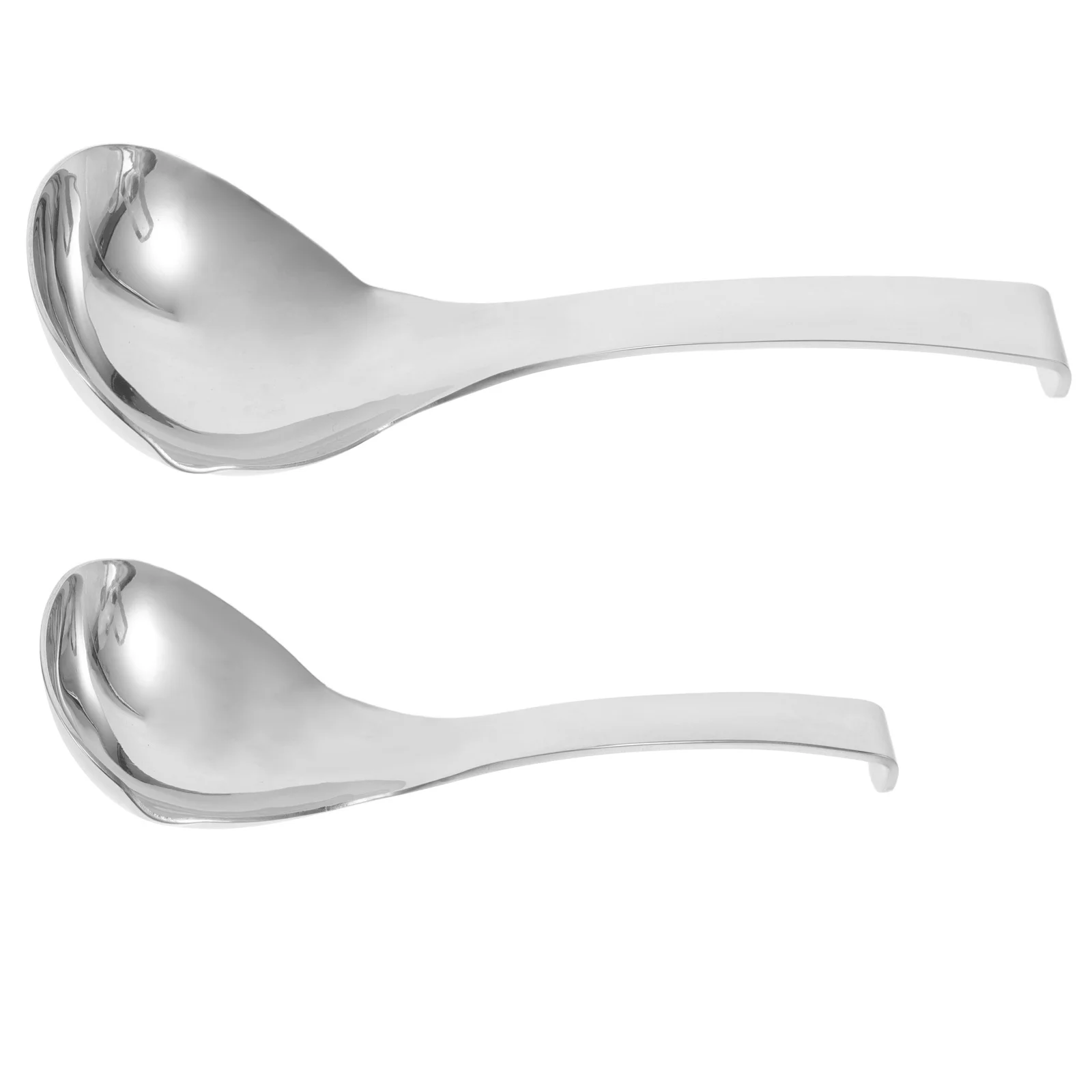 

2Pcs Stainless Steel Soup Ladles Deep Serving Spoons Ergonomic Handle Hanging Hook Kitchen Buffet Utensils Large Soup Spoon