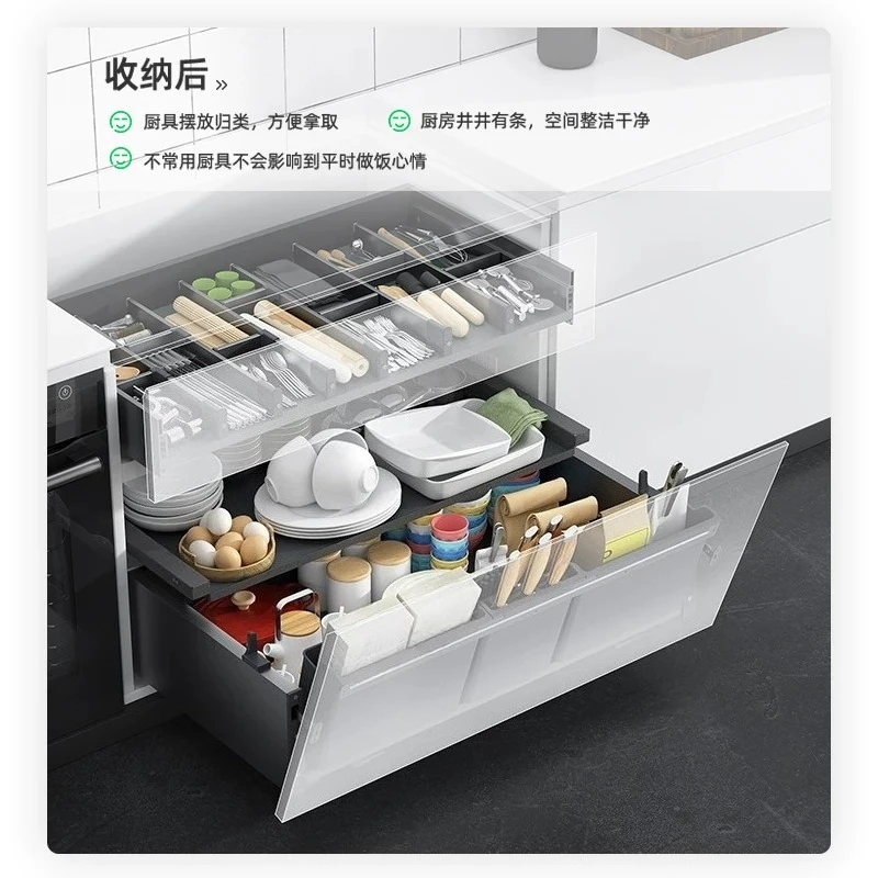 Inclined Pull-out Cabinet Drawer Organizer 2/3 Tier Stainless Steel Kitchen Bowl Pot Spice Storage Basket