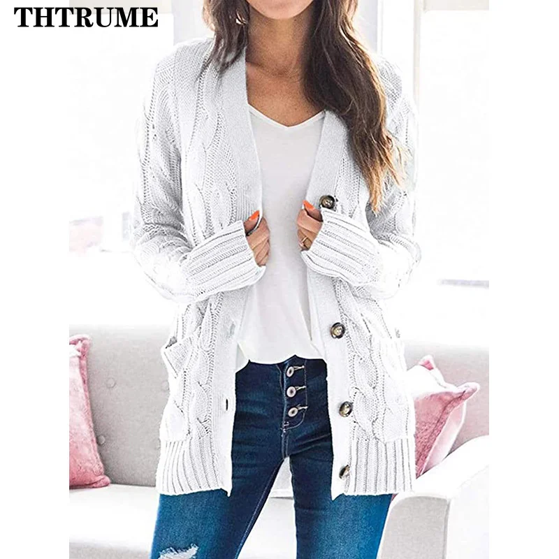 Elegant Vintage Chic Sweater Fashion Female Autumn Winter Warm Single Breasted Jumpers Casual Loose Knit Women Clothing Cardigan