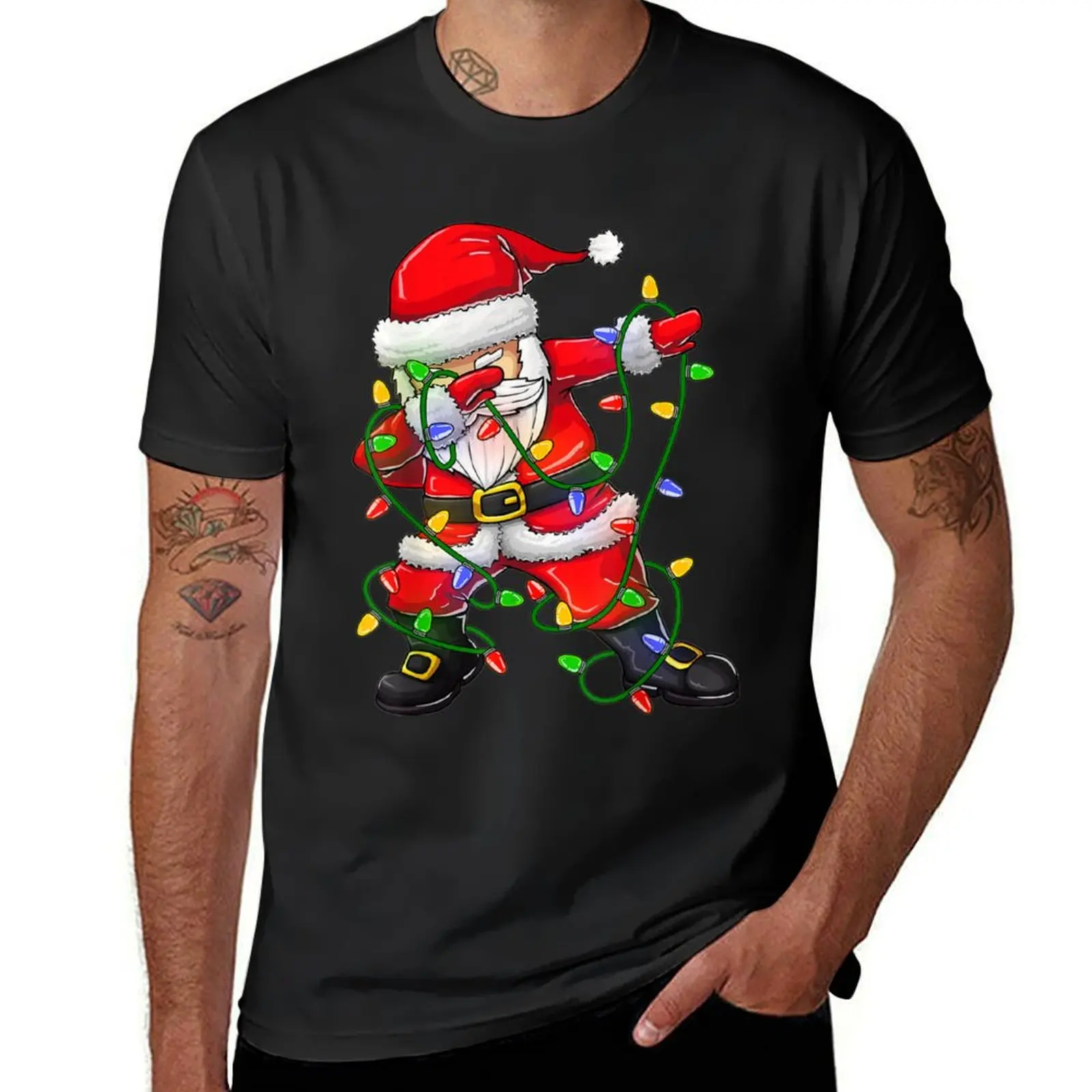 

Dabbing Santa Christmas Tree Lights T-Shirt heavyweights customs design your own mens t shirts casual stylish