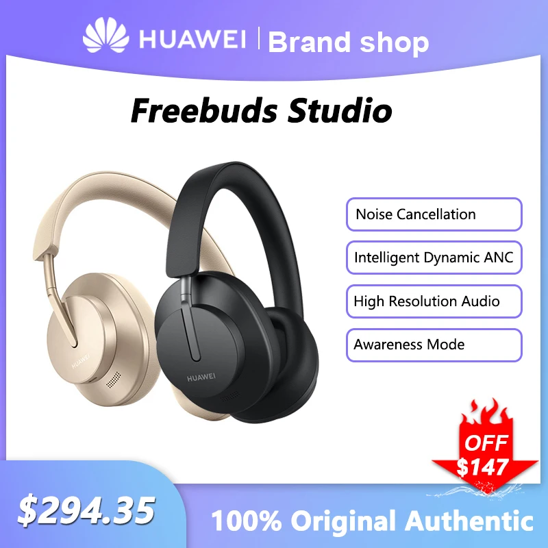 Huawei freebuds หูฟัง5.2บลูทูธสตูดิโอ, หูฟังไร้สายตัดเสียงรบกวนครอบหู TWS HI-FI ANC พร้อมไมโครโฟน