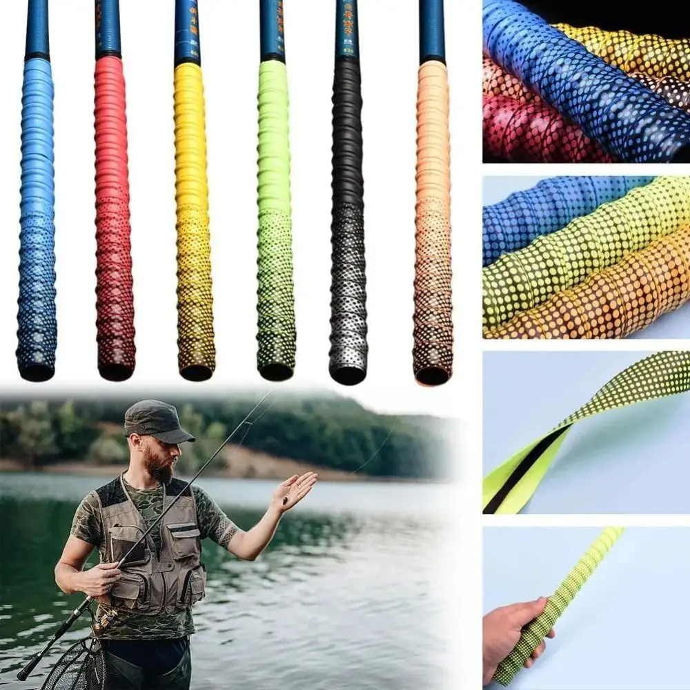 180cm Anti-Slip Fishing Rod Sweatband Wear-resistant Gradient Colorful Tennis Racket Grip Tape Thickened Elastic