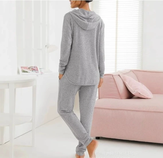 

Women Two Piece Sets Outfit Long Sleeve Hooded Top + Drawstring Pants Lounge Tracksuit Set