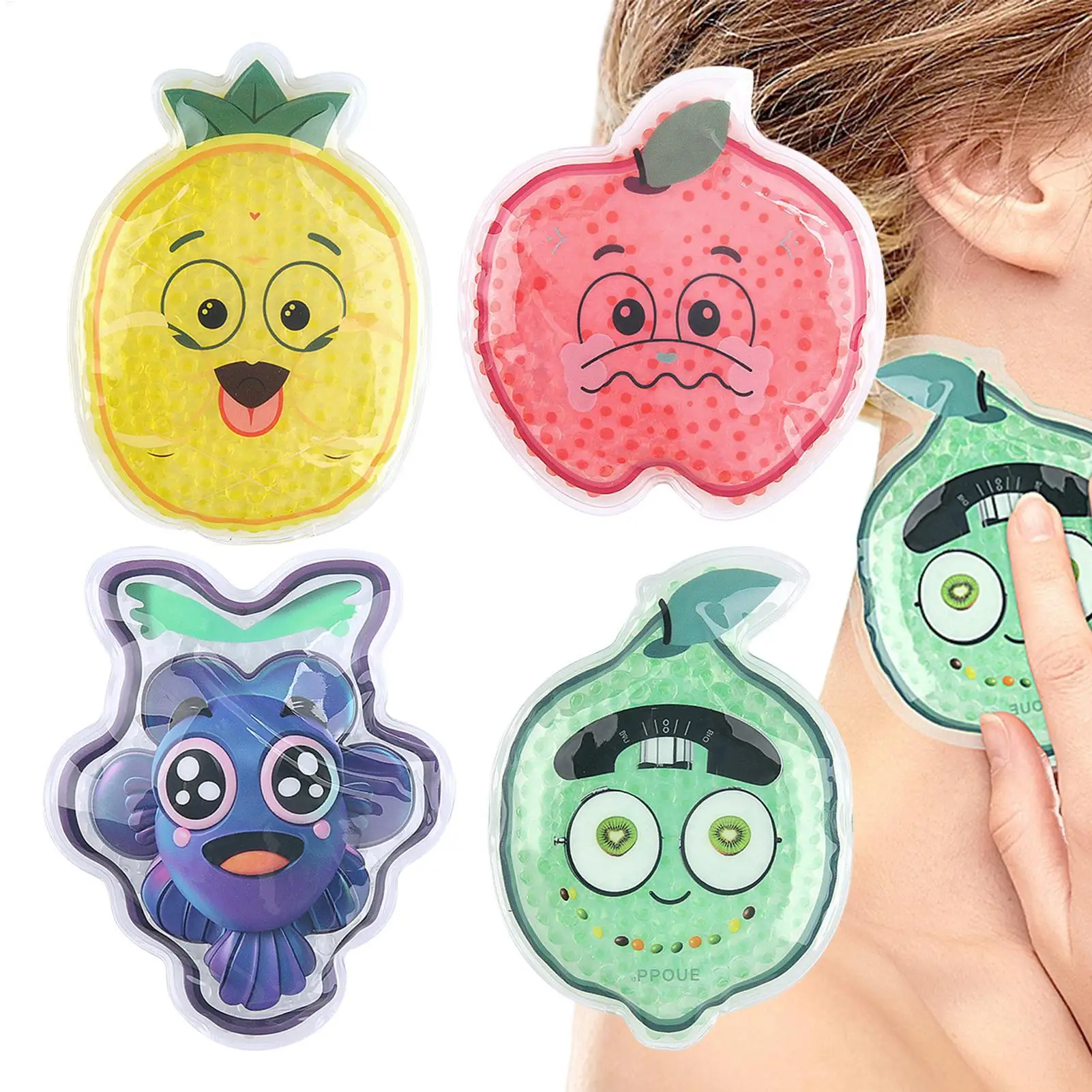 Cooling Patches Gel Ice Pack 4Pcs Reusable Forehead Strips Soothing Cooling Effect Summer Travel Portable Cooler for Outdoor