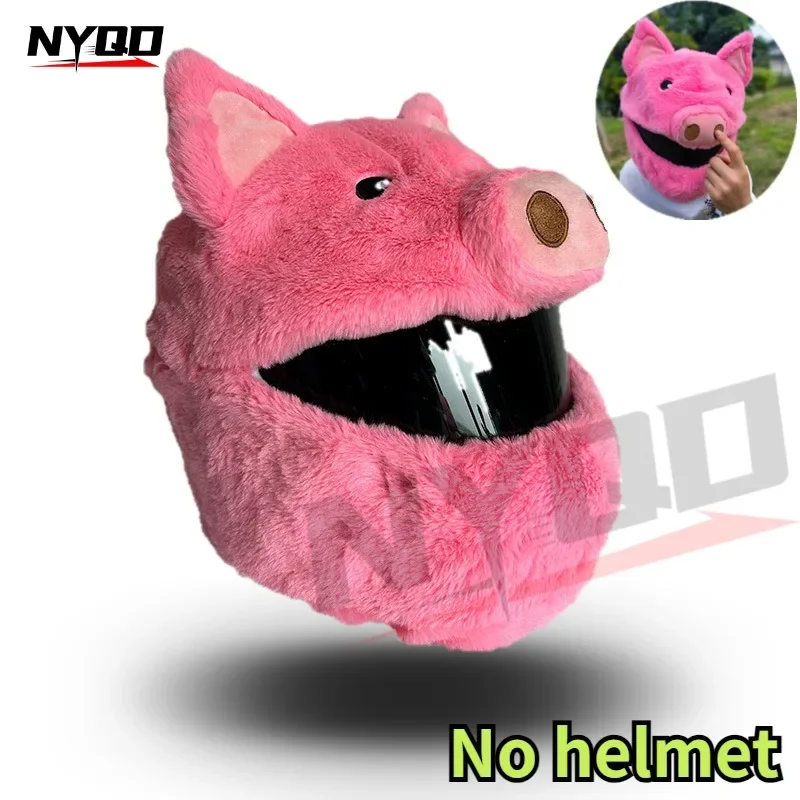 Motorcycle Helmet cover Protection Headgear Cartoon Plush Set For Motorcycle Full-Face Protective Case Motorbike Safety bunny