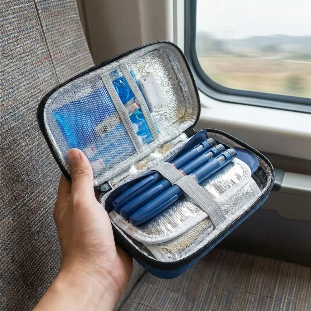 Portable Insulin Cooling Bag Waterproof Thermal Insulated Insulin Vial Storage Case Refrigerated Thermometer Display