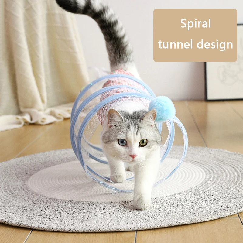 Fun S-shaped cat tunnel toys cat self-exciting collapsible channel toys pet supplies pass the time to tease the cat artefacts