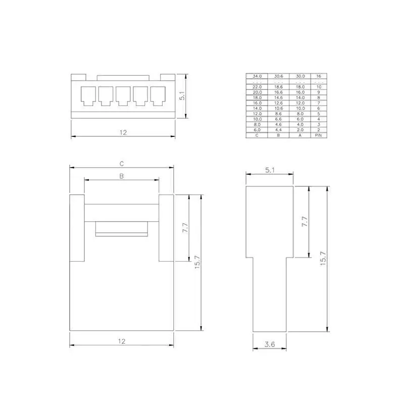 50 Stück HY2.0 Buchsengehäuse Luftstecker 2,0 mm Rastermaß mit Schnalle 2 3 4 5 6P – Detail 1