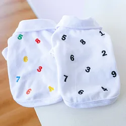 Embroidery Letter Dog Clothes Polo Shirts Dogs Clothing Cat Small Breathable Cute Thin Summer White Fashion