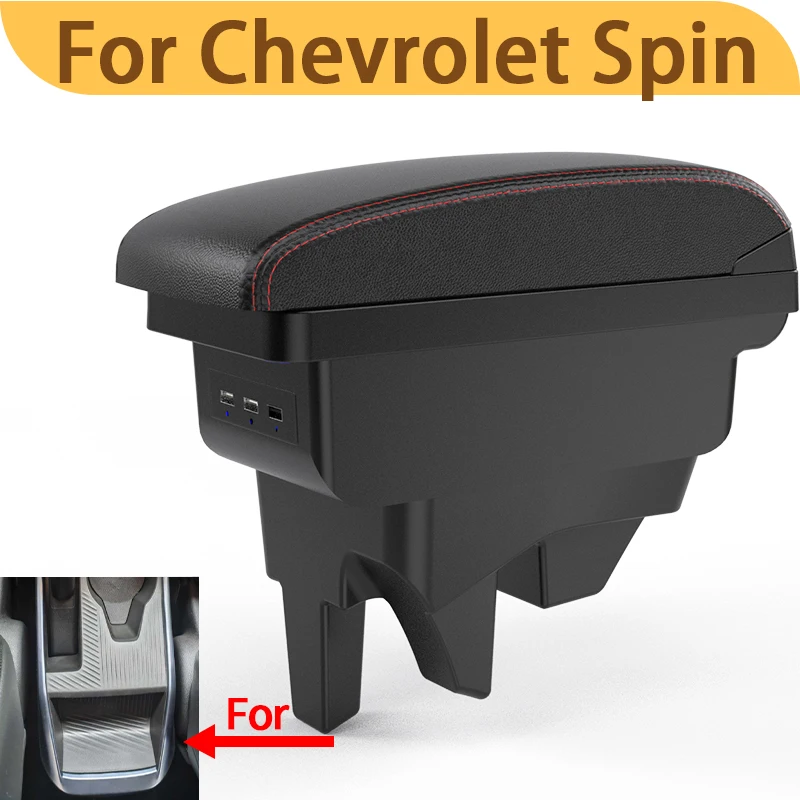 

For Chevrolet Spin 2025 and 2026 car center console retrofit, double-layer storage box, car armrest accessories, USB.