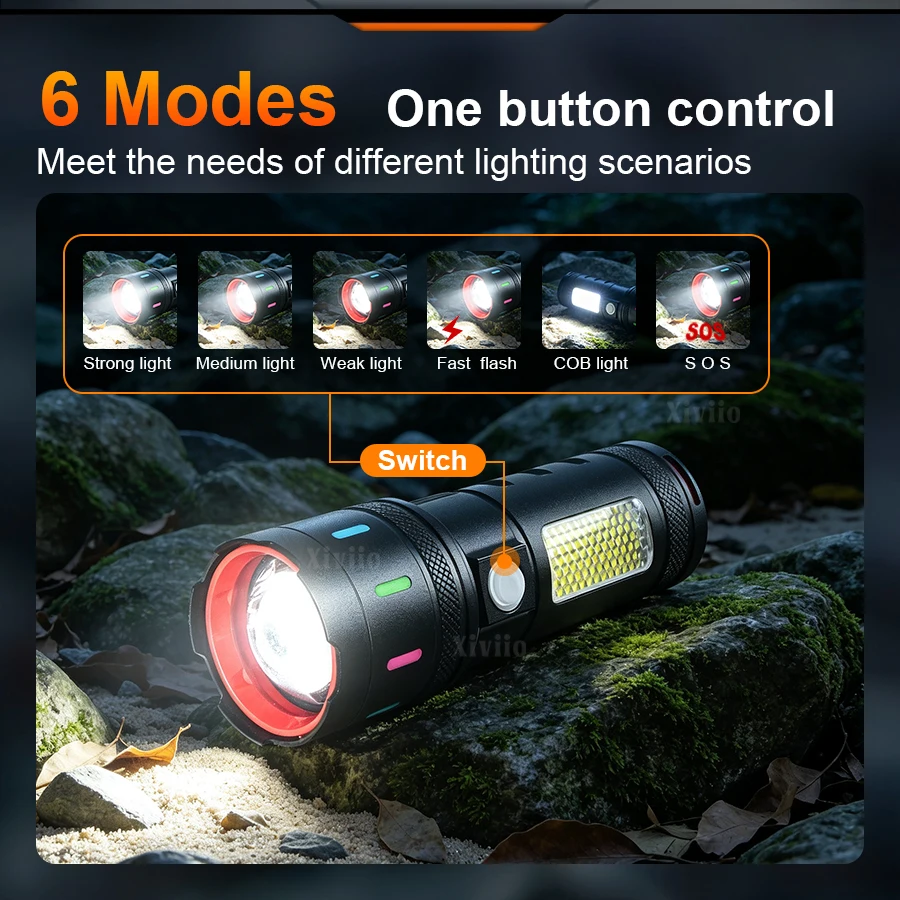 900000000LM Ultra Bright Flashlight Rechargeable Long Shot 6000M Tactical Torch High Strong Power Led Lantern Outdoor Fishing