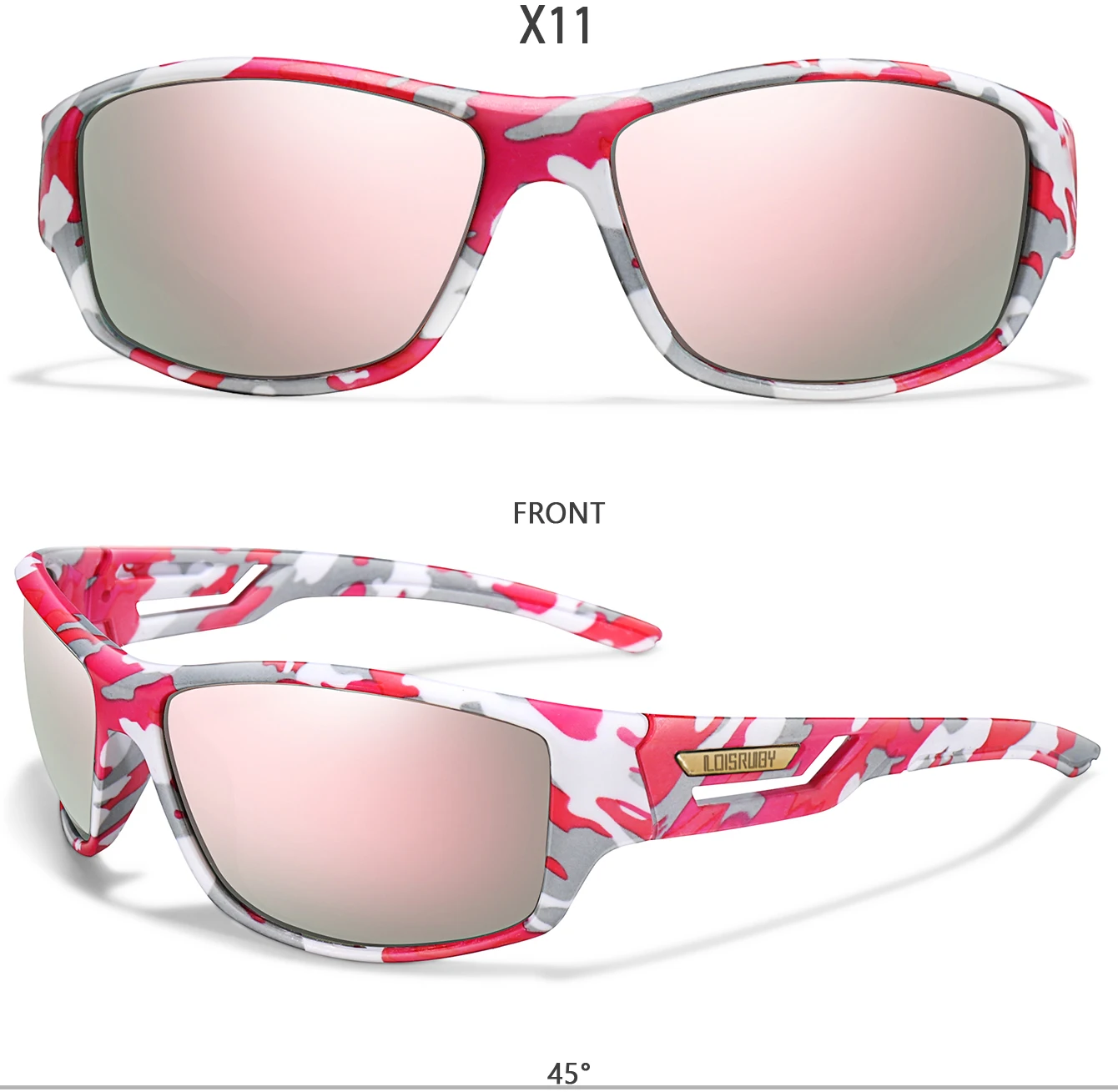 Polarisierte Sonnenbrille für Herren, Camo, Militär-Stil, Festival-Geschenke, UV400, zum Radfahren, Reiten, Laufen, Angeln und Autofahren – Detail 7