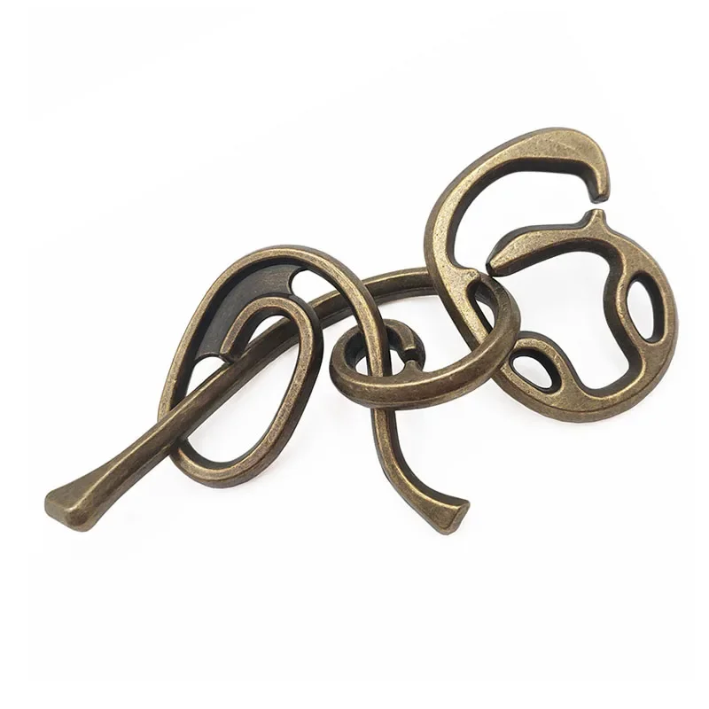 합금 롤 (청동) 퍼즐 잠금 해제 장난감 클래식 IQ 금속 두뇌 티저 캐스트 퍼즐 게임 성인을위한 지적 장난감 어린이