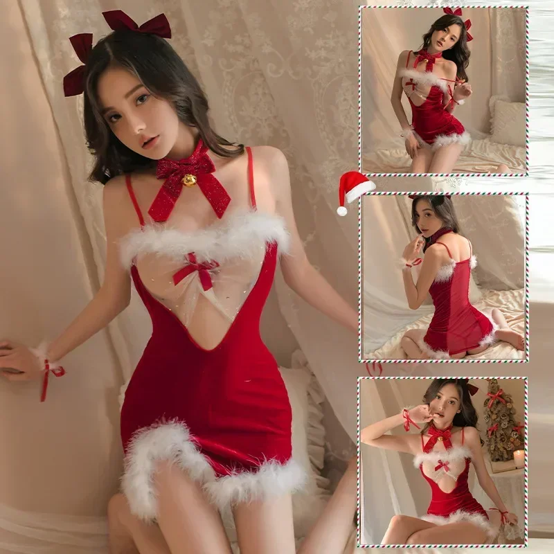 جنسي الملابس الداخلية النساء تأثيري عيد الميلاد الجنس الملابس دور اللعب داخلية ألعاب الكبار ازياء غريبة منظور فستان قصير