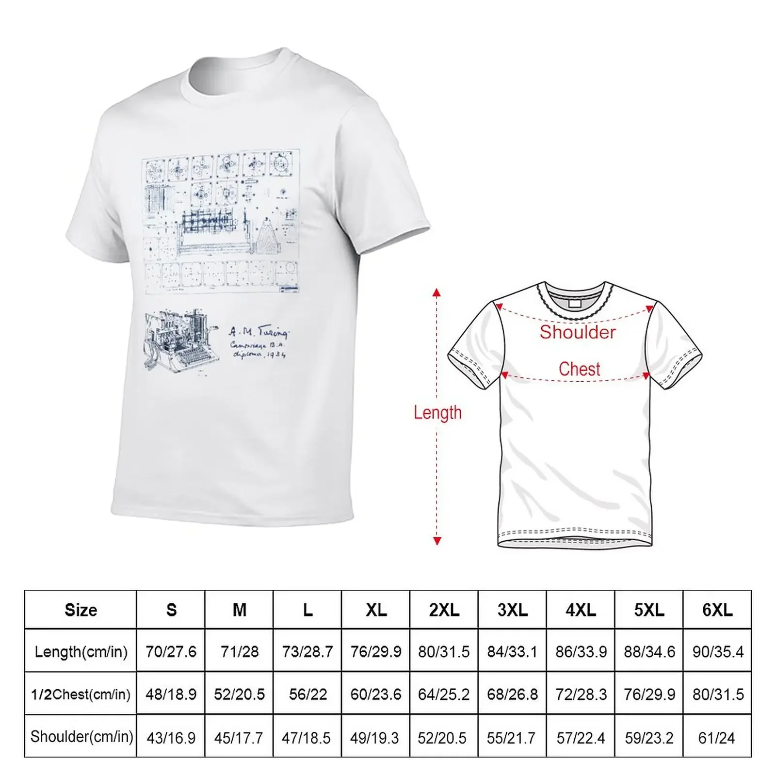 New Alan Turing Machine Blueprint T-Shirt customizeds sports fans heavyweights oversized graphic tee mens graphic t-shirts pack