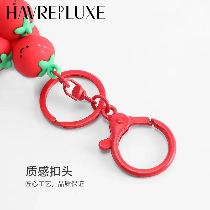 HAVREDELUXE Bag Charm Strawberry Stacked Le For Longchamp Bag Pendant Trinket Cute Pendant Keychain Bag Decoration