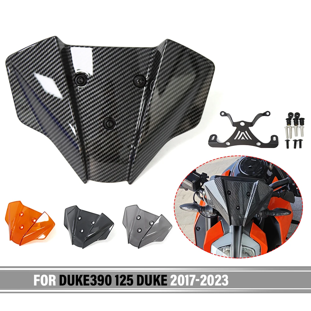 For 125 DUKE 390 DUKE 2017-2023 125 DUKE 390 DUKE Motorcycle Windshield Flyscreen Front Wind Deflector Shield Screen Airflow