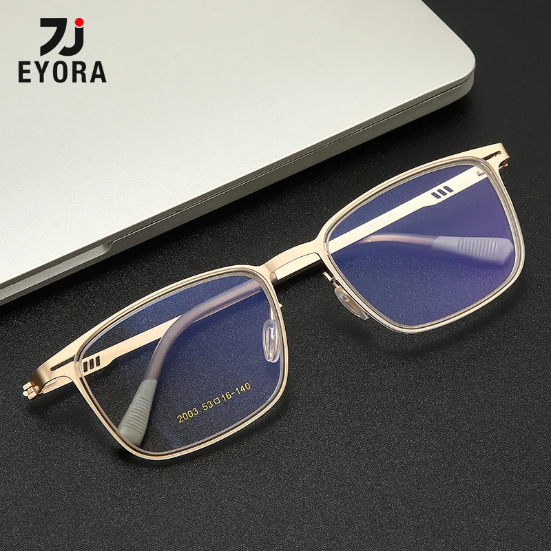 

EYORA Vintage Ultralight Metal-TR90 Reading Glasses Anti Blue Light Myopia and Hyperopia Photochromic Prescription Eyewear Lens