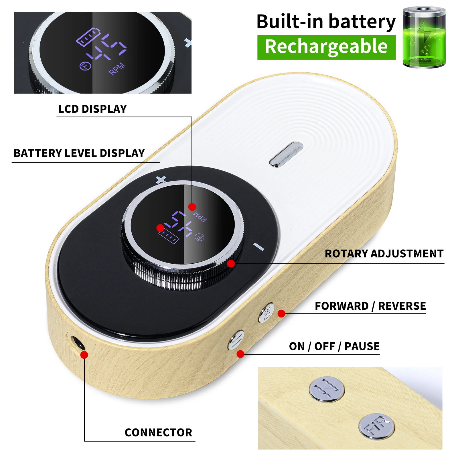 Elektryczna pilarka do paznokci 45000RPM Profesjonalna akumulatorowa frezarka do manicure cicha do usuwania lakieru hybrydowego i szlifowania