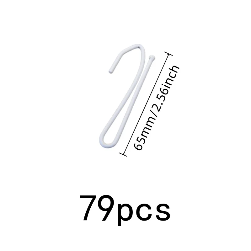 79 pcs Single Curtain Hooks for Living Room Curtain Rod, Silver Iron Material, Smooth Sliding Hook, Multipurpose