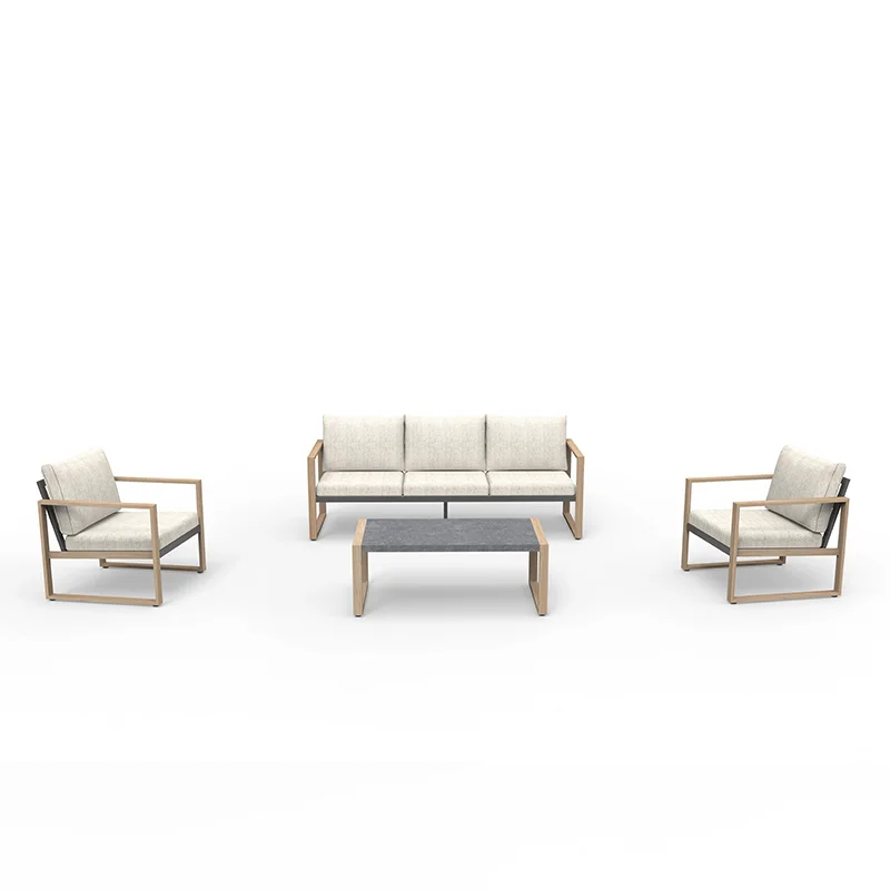 

！@DWOO 4 Piece Luxury Patio Conversation Set with Iron Frame for Garden Terrace Villa Decoration