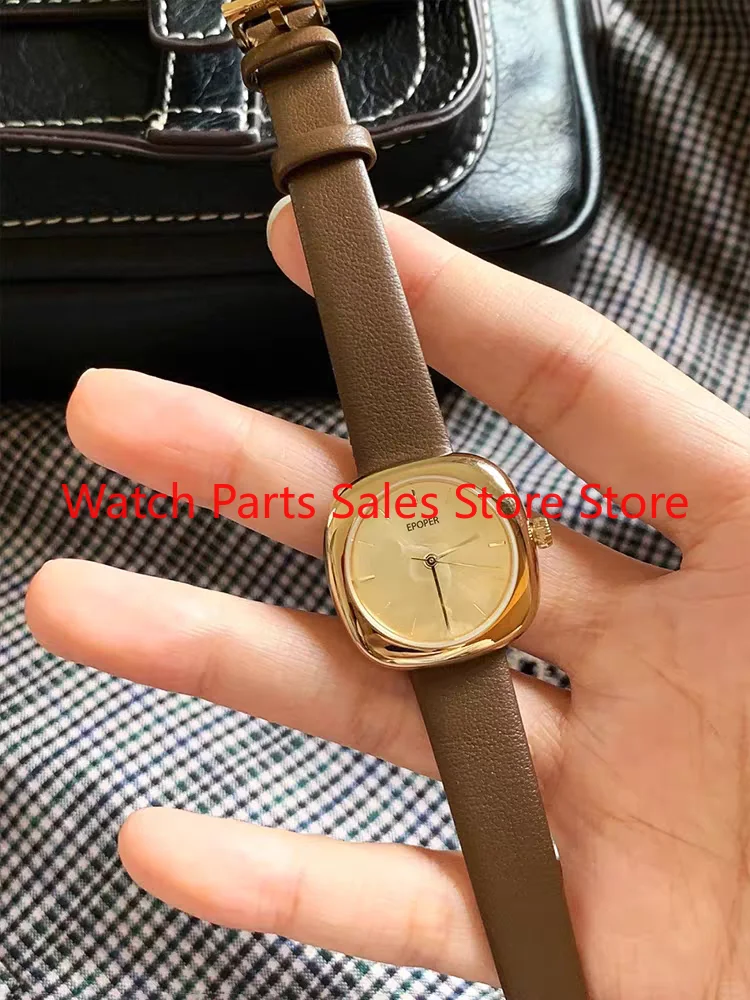

Golden cat's eye watch women's 2024 light luxury high-end leather belt watch retro Yadan style