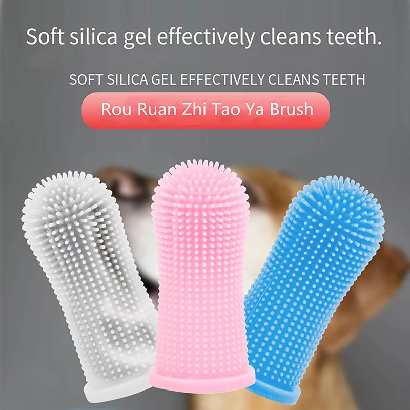 Cane morbido Pet Finger spazzolino da denti pulizia dei denti cura dell'alitosi strumento spazzolino da denti in Silicone forniture per la pulizia del gatto pulizia orale dell'animale domestico