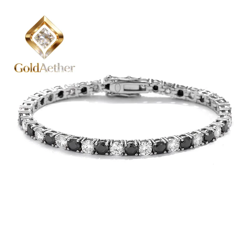 

Браслет GoldAether Luxury из цельной платины PT950 для женщин, 3 мм, 4 мм, с гранатом, муассанитом и бриллиантами, полностью инкрустированный бриллиантами, теннисный браслет