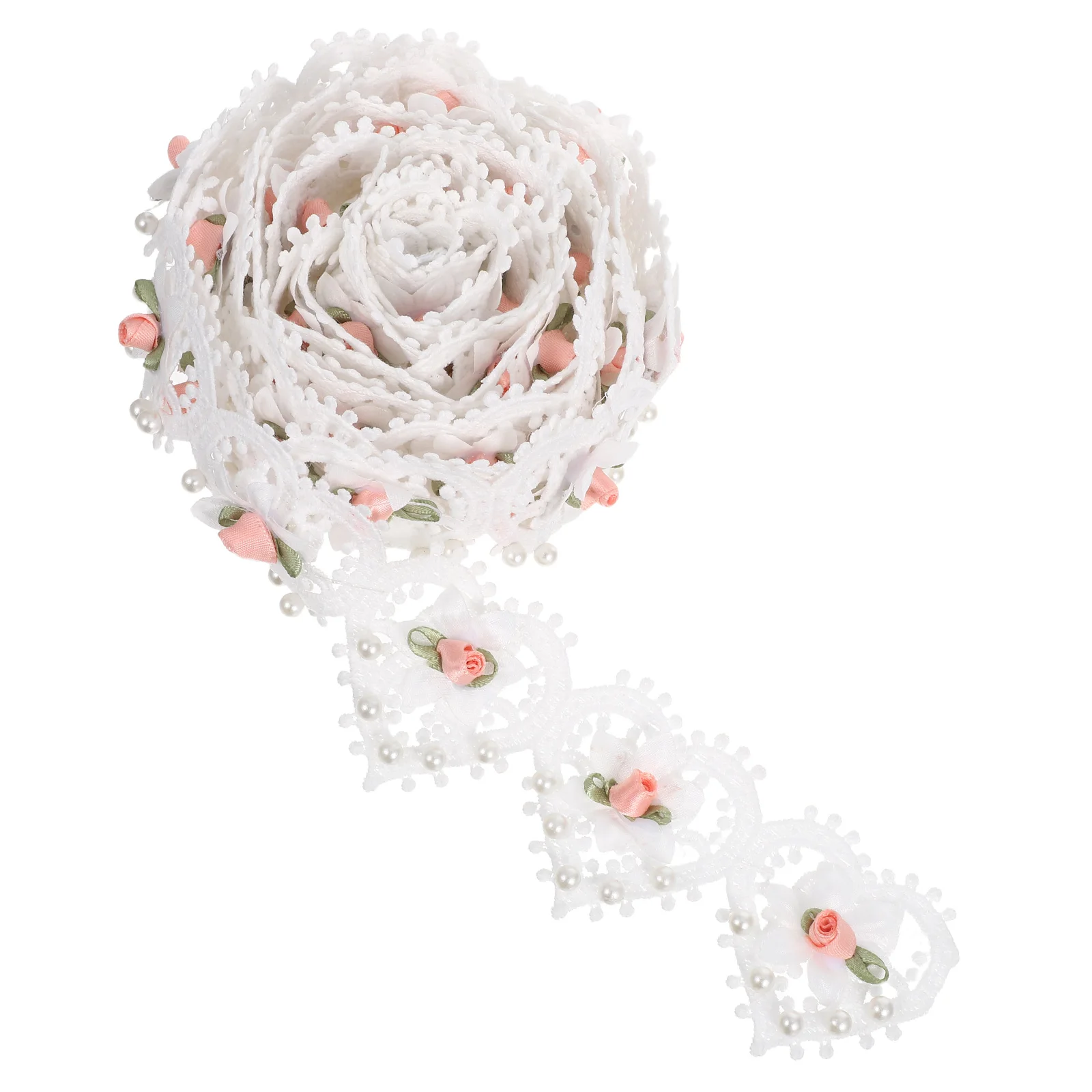 

3 Yards White Ribbon Imitation Pearl Bead Embroidery Trim Sewing Craft Diy Wedding Gowns Hats Accessories Beaded Lace Border