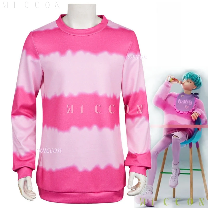 K팝 베이비 사자 보이즈 데몬 헌터 코스프레 상의 바지 코스프레 모자 가발 핑크 롤플레잉 코스튬 할로윈 그룹 의상 귀여운 옷