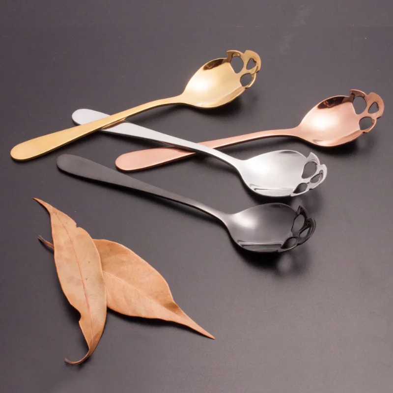 

304 Stainless Steel Tableware Creative Skull Coffee Dessert Spoon Bone Spoon Stirring Spoon Honey Spoon Heart Shaped Spoon