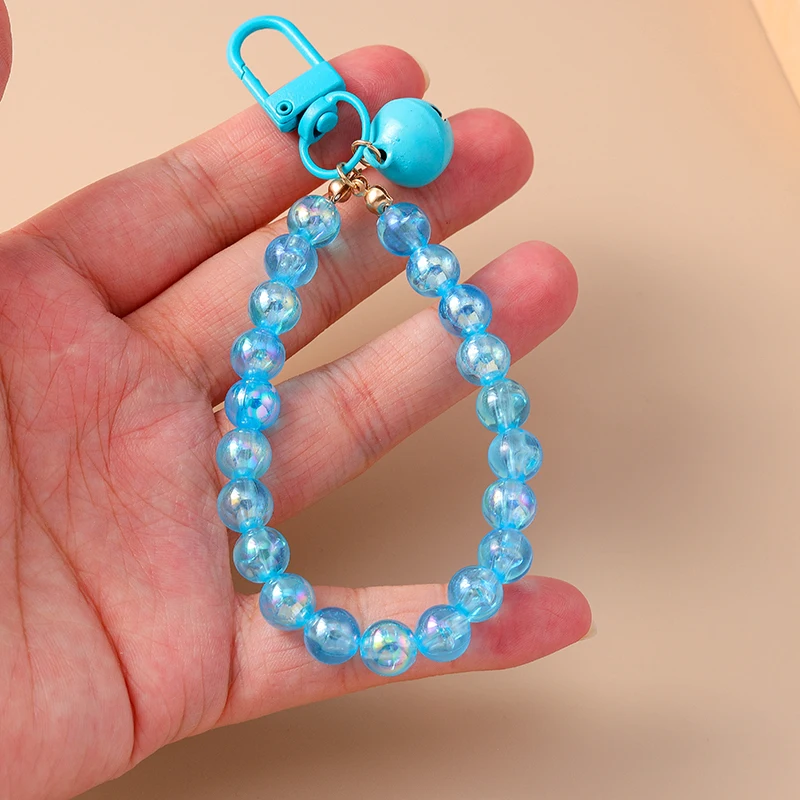 Aihua Bunter Schicker Glas-Popcorn-Ring Glocken-Stern-Perlen-Schlüsselanhänger für Frauen und Mädchen, Handykette, Taschenanhänger, Schlüsselring, Schmuck, Geschenke – Detail 6