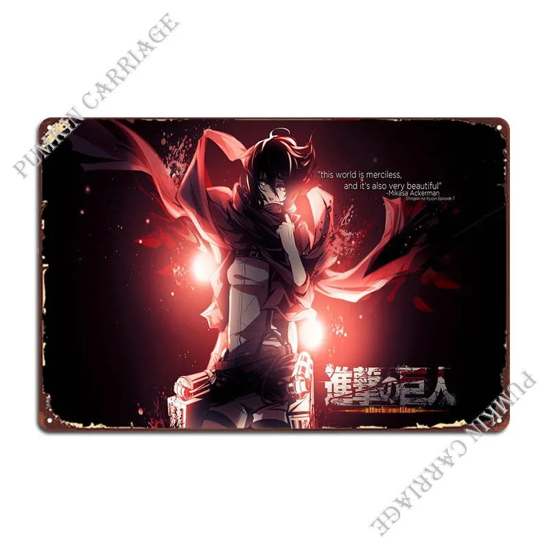 Shingeki No Kyojin Attack Metal Signs Home Club Vintage Wall Decor Tin Sign Poster