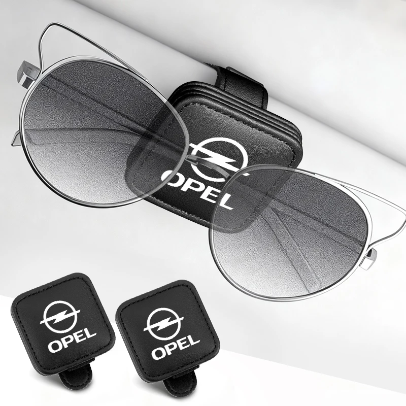 Car Visor Glasses Clip Leather Sunglasses Holder Card Clip Accessories For Opel Corsa Astra Insignia Vectra Zafira Meriva Mokka 6