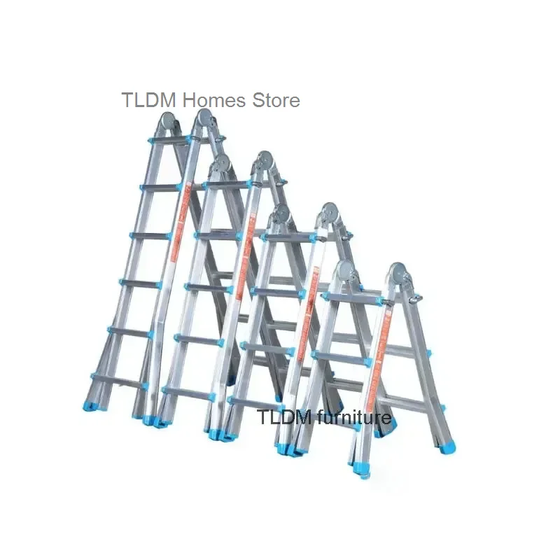 Thickened Aluminum Alloy Portable Engineering Ladder Folding Ladder Multi-functional Herringbone Stairs Telescopic Step Ladder A