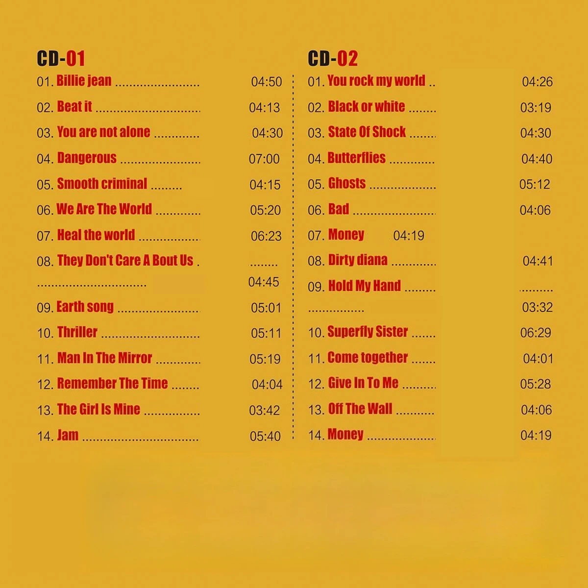 Michael Jackson (MJ) CD - Lossless Sound Classic Collection English Old Songs High-Quality Car CD for MJ Fans