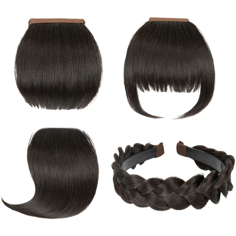 Detachable Bangs Hairband 4PCS Set Heat Resistant Fiber For French Blunt Side Hairpiece For Women Hair Extensions Styling Tool
