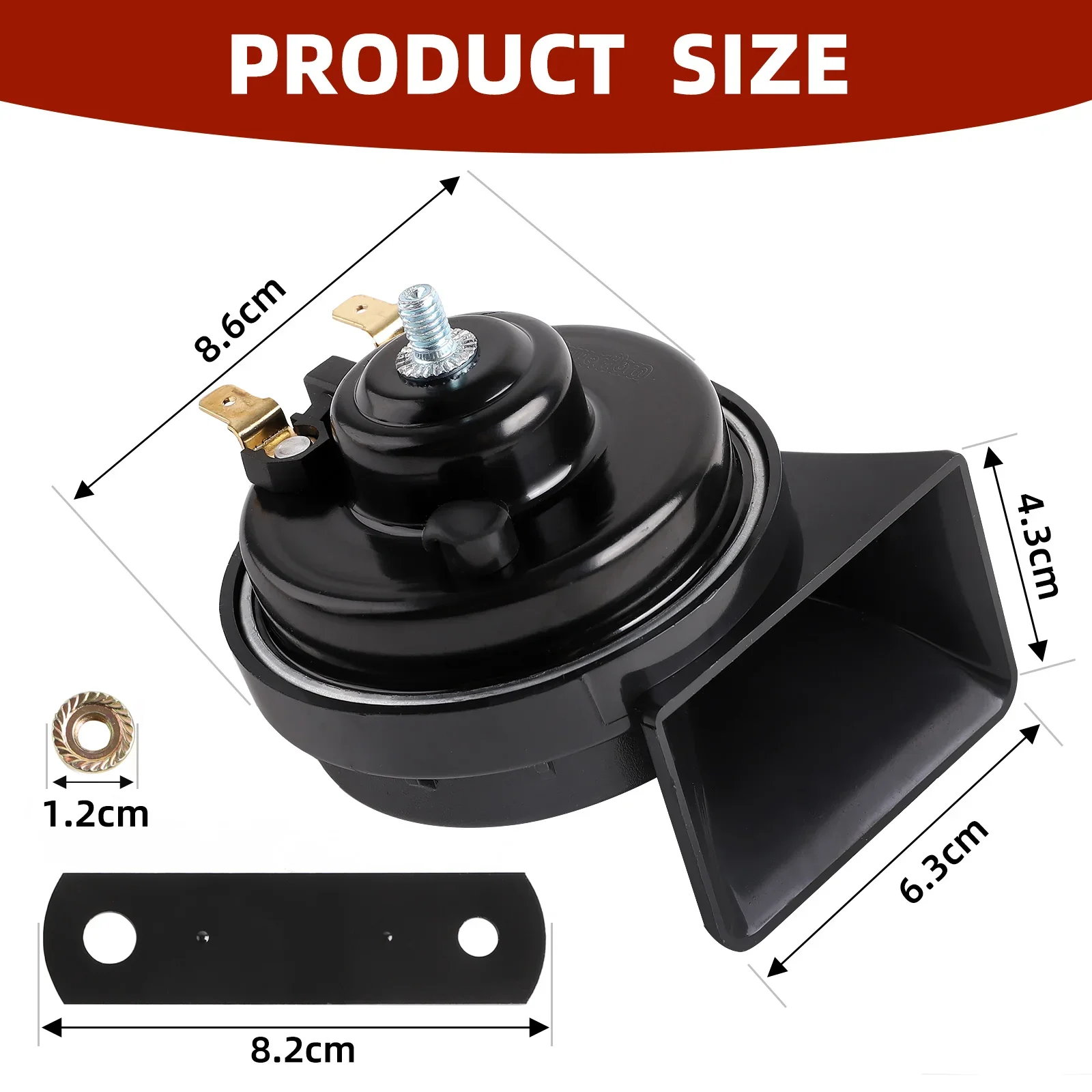 12V 120dB Waterproof Dual-Tone Snail Horn 510/410Hz for Car Truck Motorcycle Black ABS Horn Kit