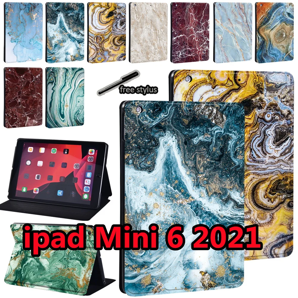 

Для Apple IPad Mini 6 8,3 дюймов 2021 A2567 A2568 A2569 мраморная кожа ультратонкая Подставка для планшета чехол для Mini 6 8,3